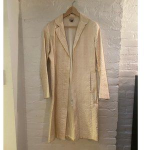 Cream Textured Microfiber Tailored Spring Coat